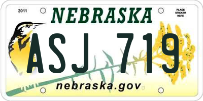NE license plate ASJ719
