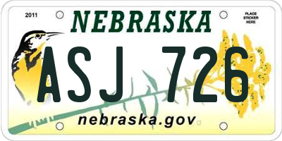 NE license plate ASJ726