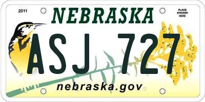 NE license plate ASJ727