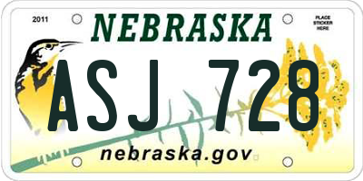 NE license plate ASJ728