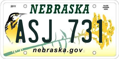 NE license plate ASJ731