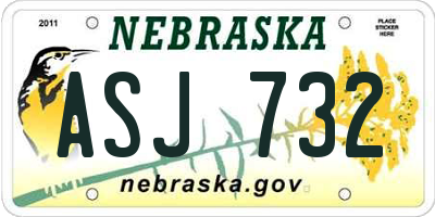 NE license plate ASJ732