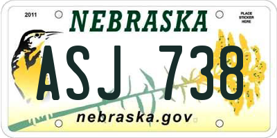 NE license plate ASJ738