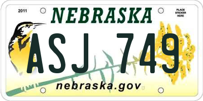 NE license plate ASJ749