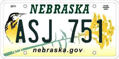 NE license plate ASJ751