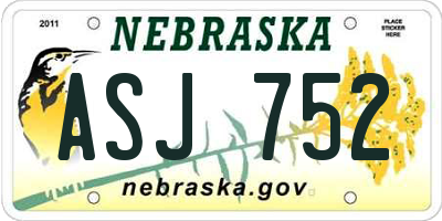 NE license plate ASJ752