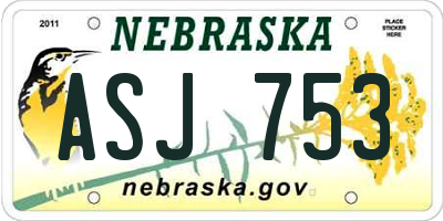 NE license plate ASJ753
