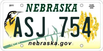 NE license plate ASJ754