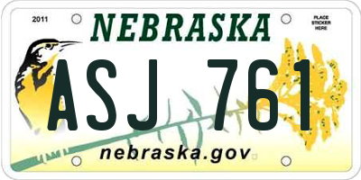 NE license plate ASJ761