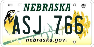 NE license plate ASJ766
