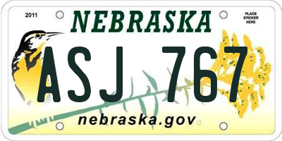 NE license plate ASJ767