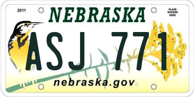 NE license plate ASJ771