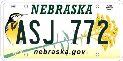 NE license plate ASJ772