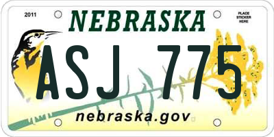 NE license plate ASJ775