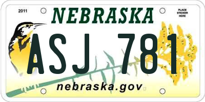 NE license plate ASJ781