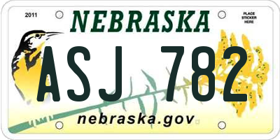 NE license plate ASJ782