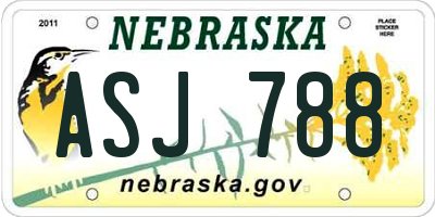 NE license plate ASJ788