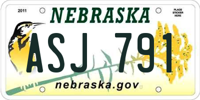 NE license plate ASJ791