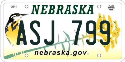 NE license plate ASJ799