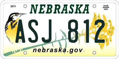 NE license plate ASJ812