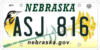 NE license plate ASJ816