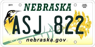NE license plate ASJ822