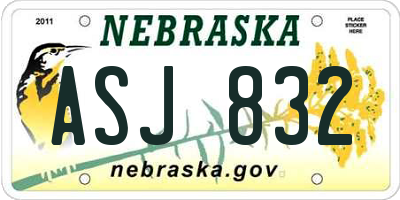 NE license plate ASJ832