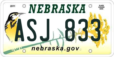 NE license plate ASJ833