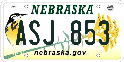 NE license plate ASJ853
