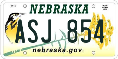 NE license plate ASJ854