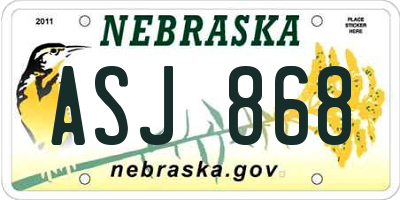 NE license plate ASJ868