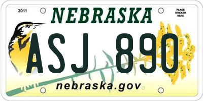 NE license plate ASJ890