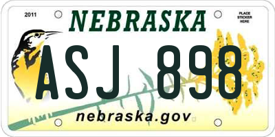 NE license plate ASJ898