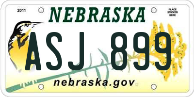 NE license plate ASJ899