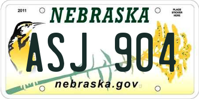 NE license plate ASJ904