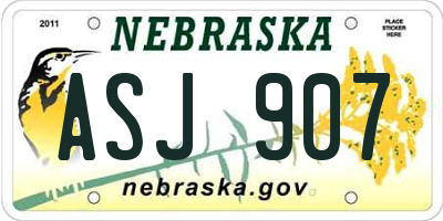 NE license plate ASJ907