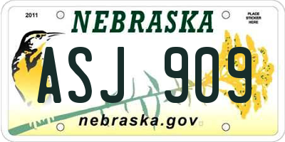 NE license plate ASJ909