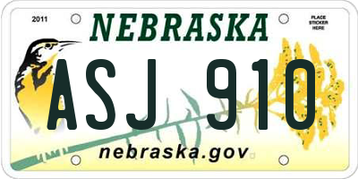 NE license plate ASJ910