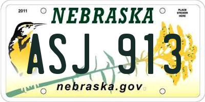 NE license plate ASJ913