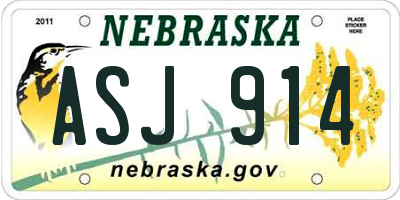 NE license plate ASJ914