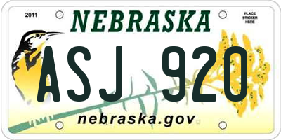 NE license plate ASJ920