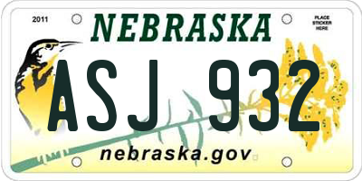 NE license plate ASJ932
