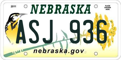 NE license plate ASJ936