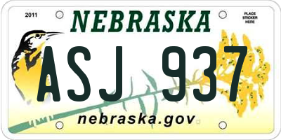 NE license plate ASJ937
