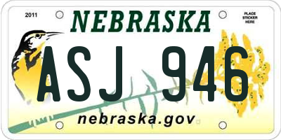 NE license plate ASJ946