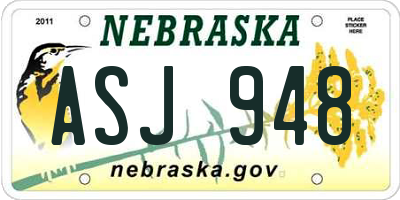 NE license plate ASJ948
