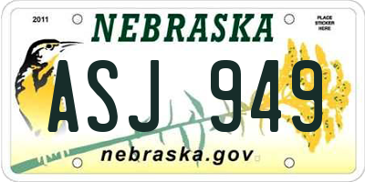 NE license plate ASJ949