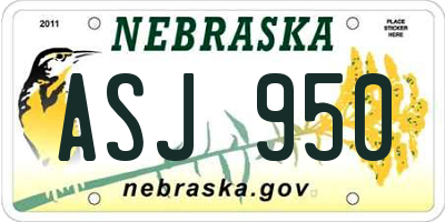 NE license plate ASJ950
