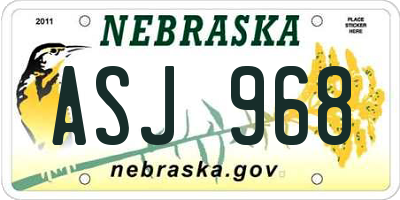 NE license plate ASJ968