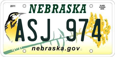 NE license plate ASJ974